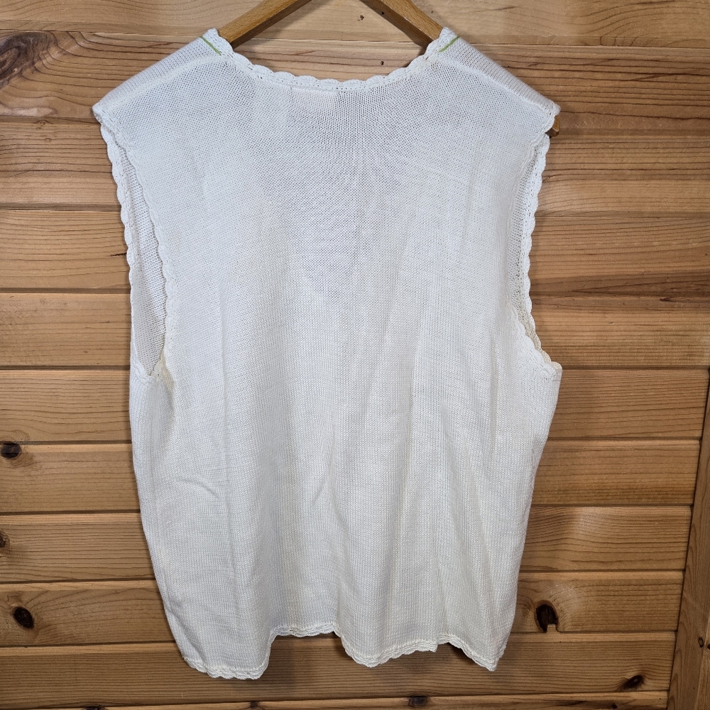 NWT Bobbie Brooks Knit Sweater Vest Embroidered Butterfly Ivory Womens XL Spring - Picture 7 of 7